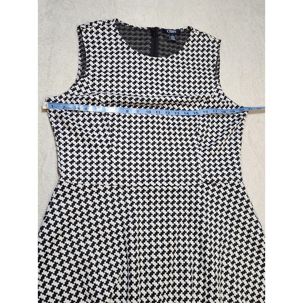 Chaps Houndstooth Herringbone Fit & Flare Dress Women's 16 Black and White EUC - Picture 6 of 9